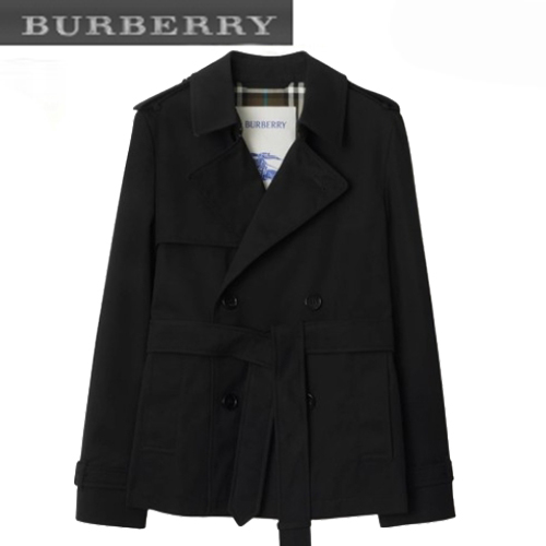 BURBERRY-81014881 버버리 블랙 코튼 블렌드 트렌치 재킷 여성용