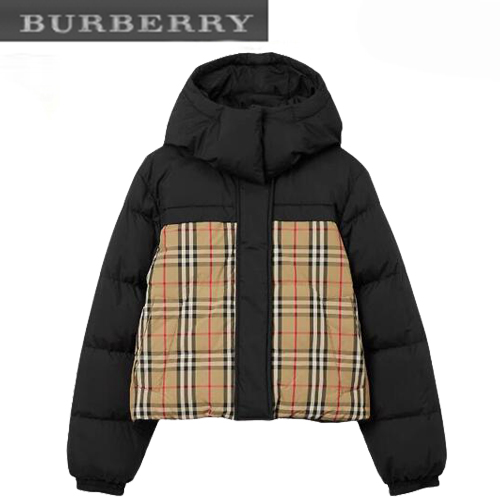 BURBERRY-80794751 버버리 블랙 크롭 리버시블 퍼퍼 재킷 여성용