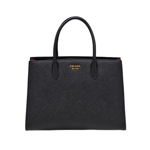 [스페셜오더]PRADA-1BA153 프라다 블랙 사피아노 가죽 라지 비블리오텍 토트백