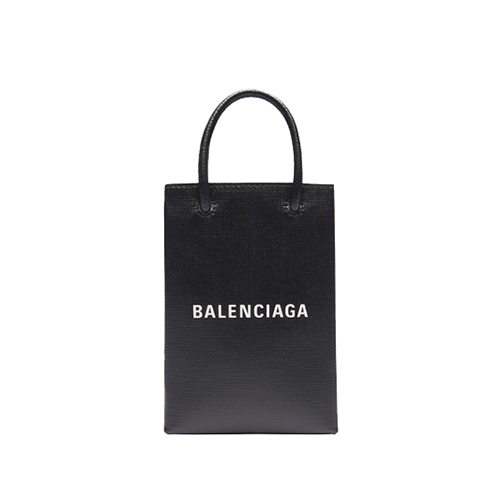 [스페셜오더]BALENCIAGA-593826 발렌시아가 블랙 스퀘어 송아지 가죽 쇼핑 휴대폰 지갑 백