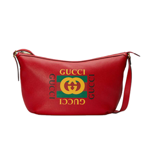 [스페셜오더]GUCCI-523588 6461 구찌 레드 가죽 구찌 프린트 반달 모양 호보백