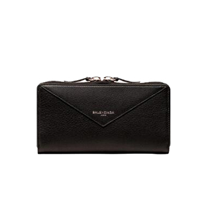 BALENCIAGA-381226 발렌시아가 블랙 송아지 가죽 빠삐에 컨티넨탈 지퍼 어라운드 지갑