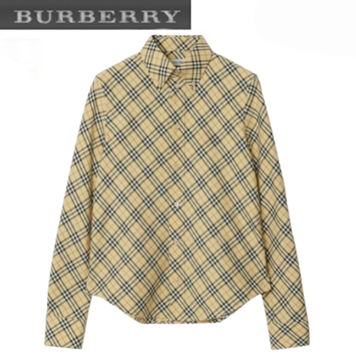 BURBERRY-80982551 버버리 그레인 체크 코튼 셔츠 여성용