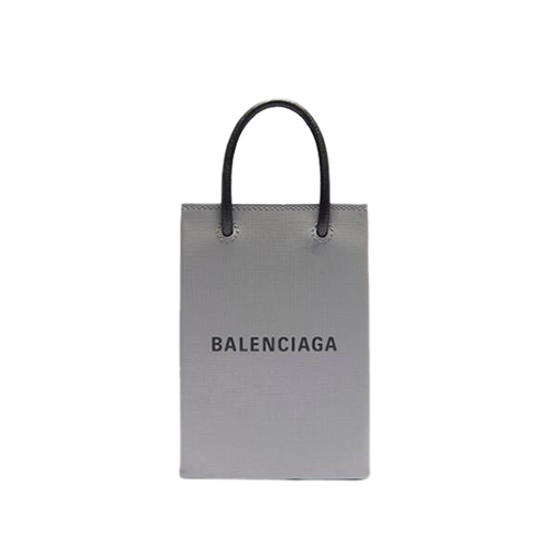 [스페셜오더]BALENCIAGA-593826 발렌시아가 그레이 스퀘어 송아지 가죽 쇼핑 휴대폰 지갑 백