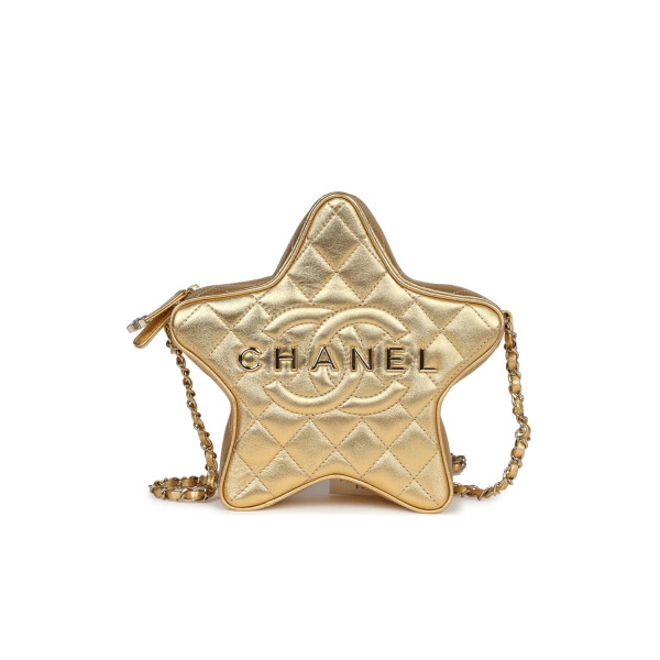 [스페셜오더]CHANEL-AS4579 샤넬 24C 메탈릭 골드 램스킨 스타 핸드백 22.5cm