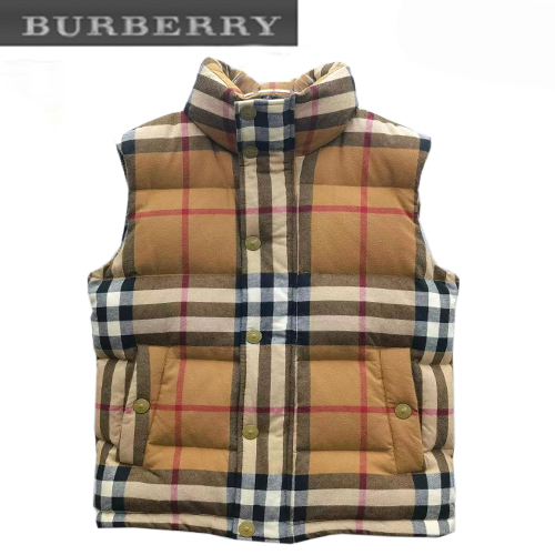 BURBERRY-101914 버버리 베이지 체크 무늬 패딩 조끼 남성용