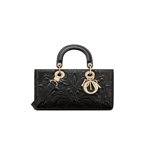 [스페셜오더]DIOR-M0540O 디올 블랙 Ornamental 모티브 퀼트-이펙트 램스킨 LADY D-JOY 미디엄 백