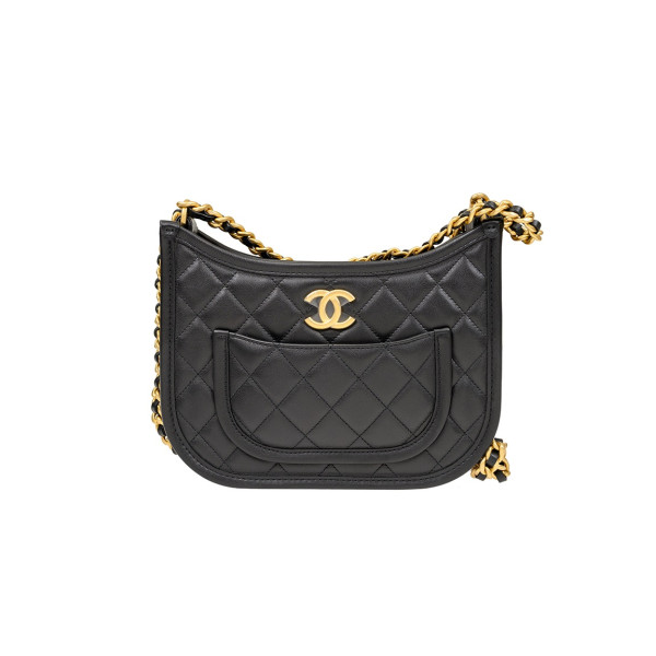 [스페셜오더]CHANEL-AS4666 샤넬 24P 블랙 카프스킨 호보백 24cm