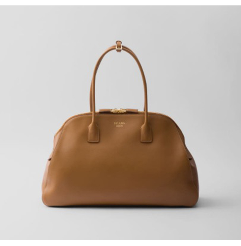  [스페셜오더]PRADA-1BG506 프라다 소프트 그레인 라지 토트백 금장 로고 브라운