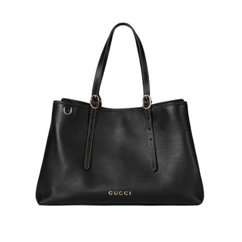 [스페셜오더]GUCCI-815213 1000 구찌 블랙 가죽 GG 엠블럼 미디엄 토트백