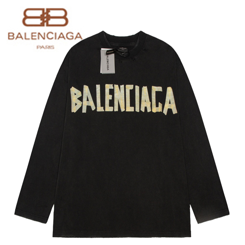 BALENCIAGA-09022 발렌시아가 블랙 코튼 빈티지 긴팔 티셔츠 남여공용