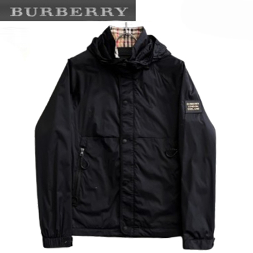 BURBERRY-03034 버버리 블랙 나일론 바람막이 후드 재킷 남성용