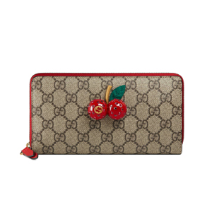 [스페셜오더]GUCCI-476049 8694 구찌 Sparkling Cherries 체리 장식 GG 수프림 집 어라운 월릿
