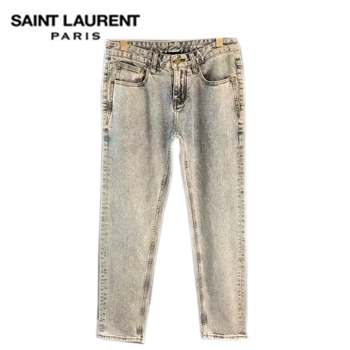 SAINT LAURENT-05284 생 로랑 라이트 블루 별 아플리케 장식 청바지 남성용