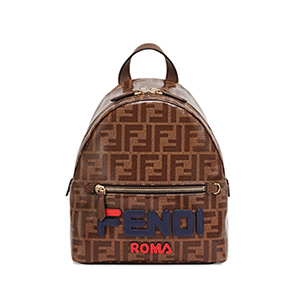 [스페셜오더]FENDI-8BZ036 펜디 브라운 FF 페브릭 Fendi Mania 레터링 장식 스몰 백팩