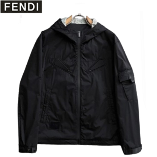 FENDI-03036 펜디 블랙 백 버그 아이 장식 바람막이 후드 재킷 남성용