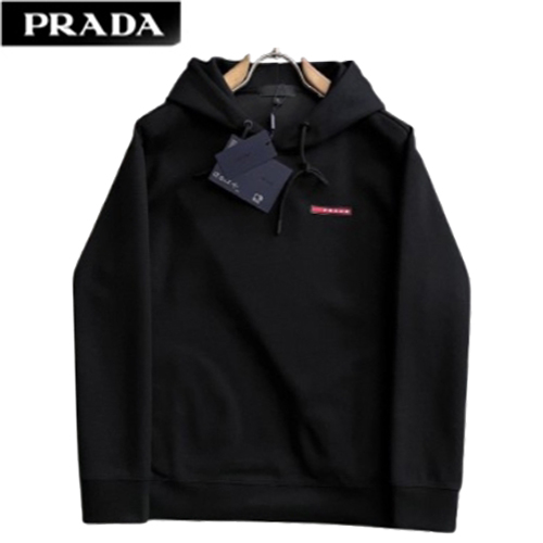 PRADA-02227 프라다 블랙 코튼 후드 티셔츠 남성용