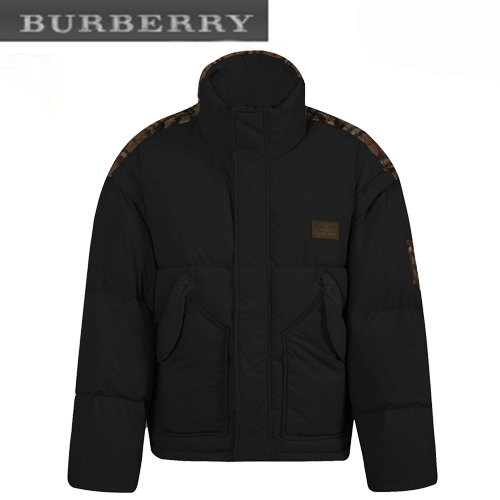 BURBERRY-12187 버버리 블랙 체크 무늬 시어링 장식 패딩 남여공용