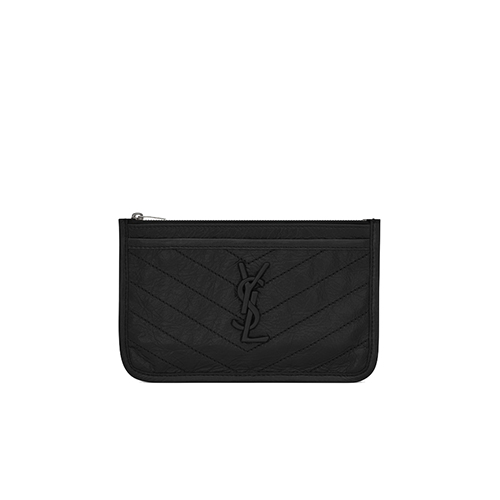 SAINT LAURENT-583577 생 로랑 블랙 빈티지 송아지 가죽 니키 파우치