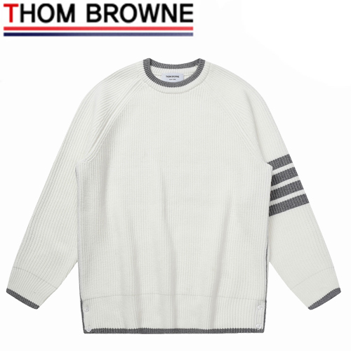 THOM BROWNE-12248 톰 브라운 화이트 스트라이프 장식 스웨터 남여공용