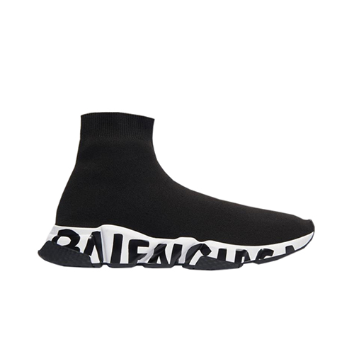 BALENCIAGA-605972 발렌시아가 블랙/화이트 니트 그래피티 로고 스피드 트레이너 남여공용